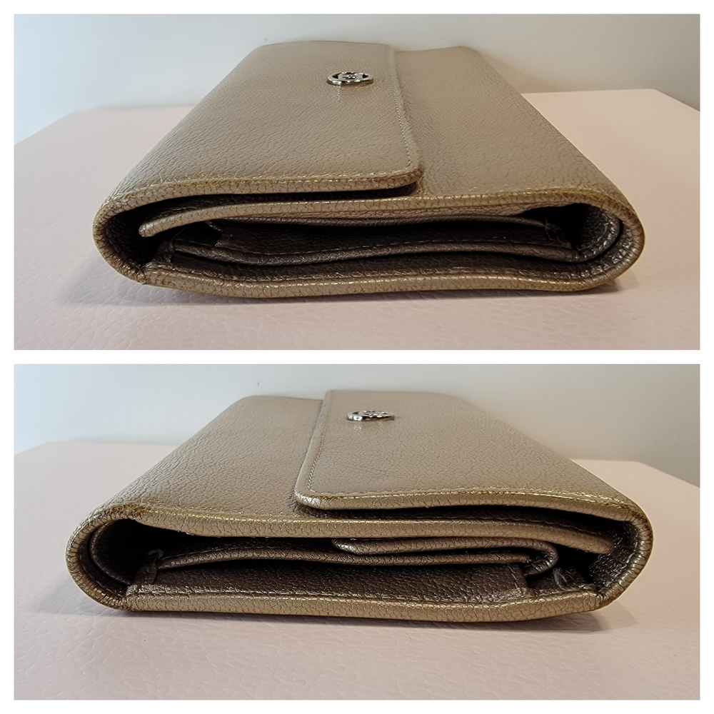 .  CHANEL 💯 Authentic CC Logo Leather Trifold Wallet - Picture 10 of 13